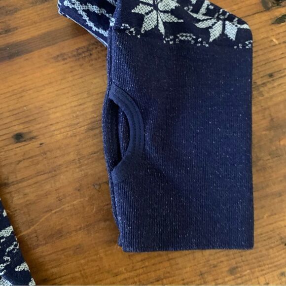 Climawear Nordic Base Layer Navy White Snowflake Stretch Thumbhole Sz S - Picture 5 of 8